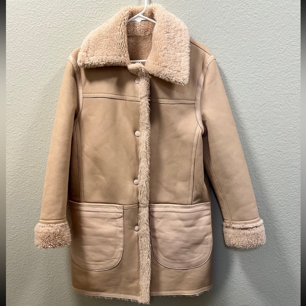 Coach Reversible Shearling Lamb Leather Coat Pink Size 8